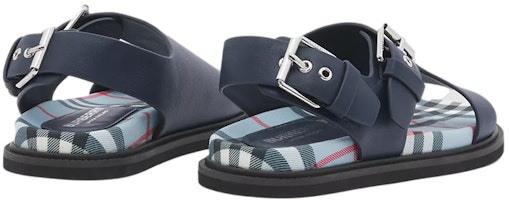 (PS) 巴宝莉复古格纹蓝色皮革凉鞋 80494021 Shop (PS) 巴宝莉复古格纹蓝色皮革凉鞋 80494021