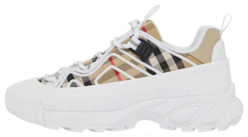 (Preschool) Burberry Vintage Check Leather Sneaker 'White Brown' 80475321 (Preschool) Burberry Vintage Check Leather Sneaker 'White Brown' 80475321