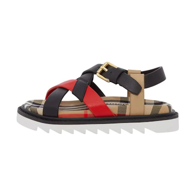(PS) Burberry Vintage Check Three-Color Leather Sandals 'Beige'