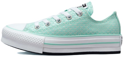 (Preschool) Converse All Star Lift Platform Low Top Canvas Sneaker 'Mint Green Fish Scale' 372753C (Preschool) Converse All Star Lift Platform Low Top Canvas Sneaker 'Mint Green Fish Scale' 372753C