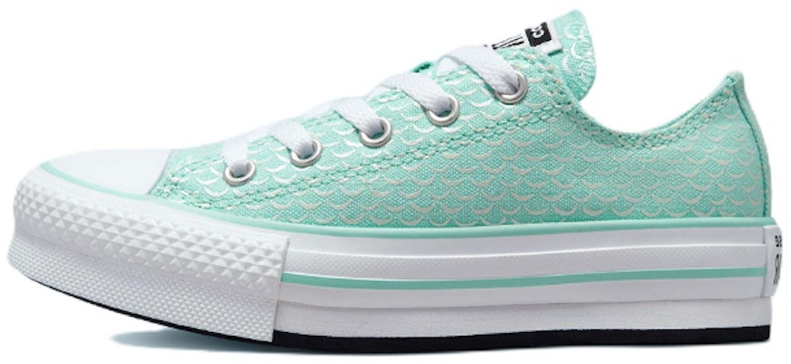 (Preschool) Converse All Star Lift Platform Low Top Canvas Sneaker 'Mint Green Fish Scale' 372753C Buy (Preschool) Converse All Star Lift Platform Low Top Canvas Sneaker 'Mint Green Fish Scale' 372753C
