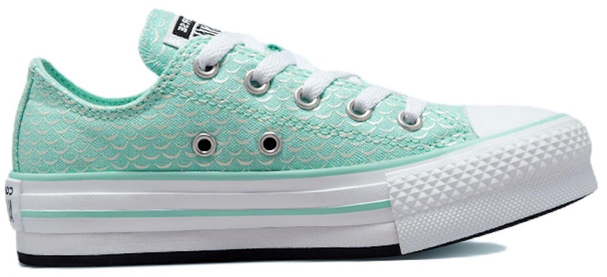 (Preschool) Converse All Star Lift Platform Low Top Canvas Sneaker 'Mint Green Fish Scale' 372753C Order (Preschool) Converse All Star Lift Platform Low Top Canvas Sneaker 'Mint Green Fish Scale' 372753C