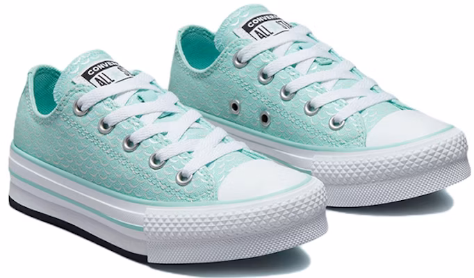 (Preschool) Converse All Star Lift Platform Low Top Canvas Sneaker 'Mint Green Fish Scale' 372753C Lookbook (Preschool) Converse All Star Lift Platform Low Top Canvas Sneaker 'Mint Green Fish Scale' 372753C
