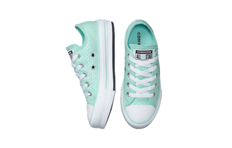 Shop (PS) Converse All Star Lift Platform Low Top Canvas Sneaker 'Mint Green Fish Scale' 372753C