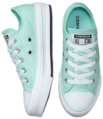 (Preschool) Converse All Star Lift Platform Low Top Canvas Sneaker 'Mint Green Fish Scale' 372753C Shop (Preschool) Converse All Star Lift Platform Low Top Canvas Sneaker 'Mint Green Fish Scale' 372753C