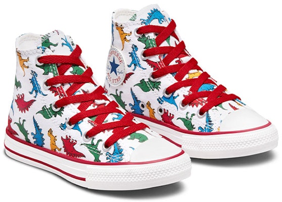 中童 Converse All Star 恐龍印花萬用帆布鞋 白紅色 Lookbook 中童 Converse All Star 恐龍印花萬用帆布鞋 白紅色