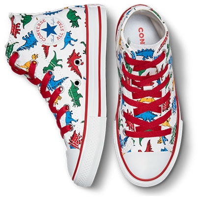 中童 Converse All Star 恐龍印花萬用帆布鞋 白紅色 Shop 中童 Converse All Star 恐龍印花萬用帆布鞋 白紅色