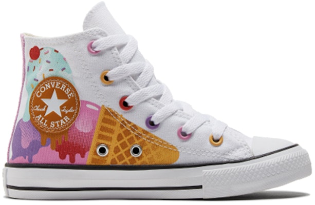 中童 Converse Chuck Taylor All Star 高筒帆布鞋 白彩 冰淇淋圖案 Order 中童 Converse Chuck Taylor All Star 高筒帆布鞋 白彩 冰淇淋圖案