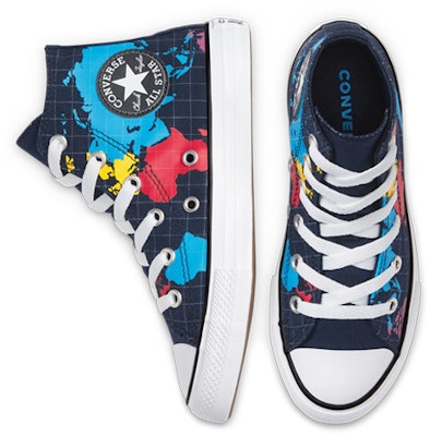 (PS) Converse Lama 'Geography Class Chuck Taylor All Star High Top' Biru Merah Kuning 668455C Shop (PS) Converse Lama 'Geography Class Chuck Taylor All Star High Top' Biru Merah Kuning 668455C