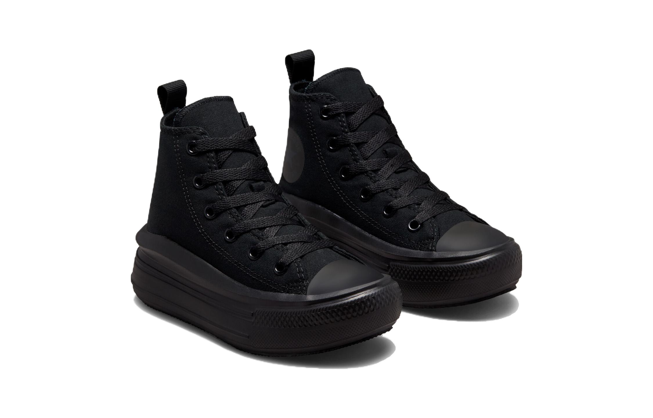 Lookbook 中童 Converse Chuck Taylor All Star Move Platform 防滑 高筒 兒童帆布鞋 黑色