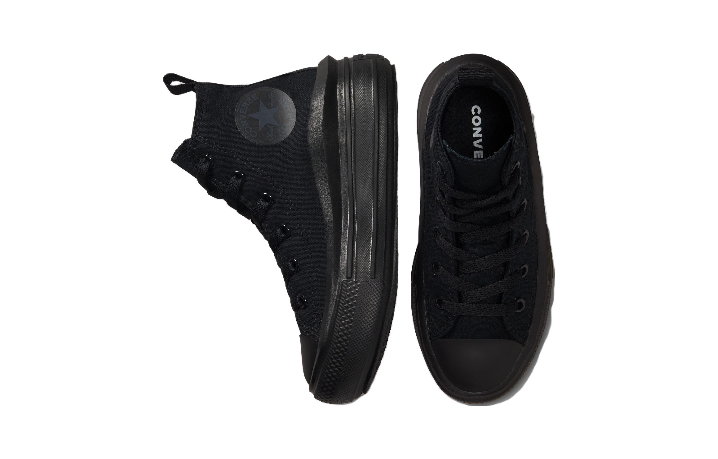 Shop 中童 Converse Chuck Taylor All Star Move Platform 防滑 高筒 兒童帆布鞋 黑色