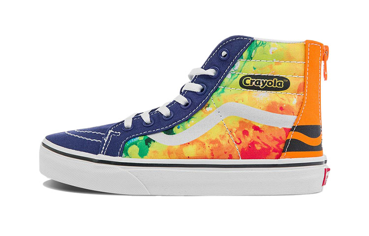 Buy 中童 繪童樂;CRAYOLA x Vans SK8 HI Zip 聯名款 彩色熔化印花 時尚休閒 耐磨防滑 高筒 兒童板鞋 藍橙