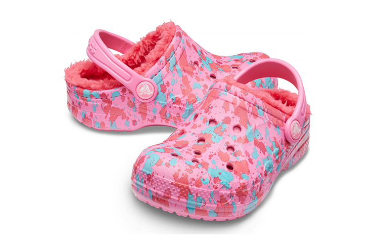 Shop 兒童 Crocs卡羅琪 Baya 印花內襯 耐磨抗寒柔軟透氣洞洞棉運動涼鞋 粉色