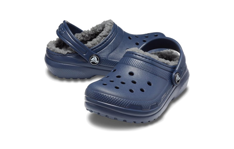 Shop (Preschool) Crocs Classic 'Navy Fuzz-Lined Clog' 203506-459