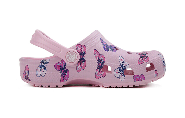 Order (Preschool) Crocs Classic clog Butterfly Pattern Outdoor Flat Heel Sports Pink Sandals 206414-6GD