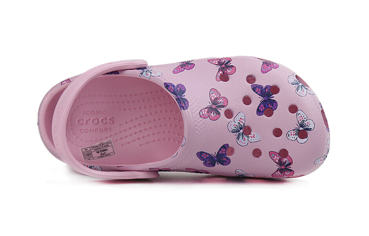 Shop (Preschool) Crocs Classic clog Butterfly Pattern Outdoor Flat Heel Sports Pink Sandals 206414-6GD