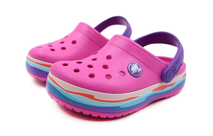 Lookbook (Preschool) Crocs Crocband Wavy Band Small Crocs Casual Pink Purple Sandals 'Pink Purple' 205697-6L0