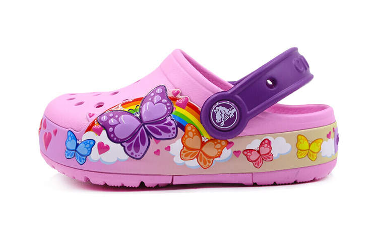 (Preschool) Crocs Funny Butterfly Outdoor Flat Heel Sports Pink Sandals 205649-6I2