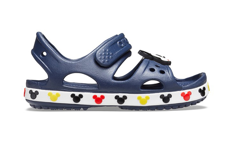 Order (Preschool) Crocs Funny Mickey Velcro Outdoor Open Toe Flat Heel Sports Deep Blue Sandals 206171-410