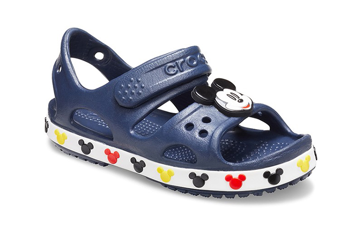 Lookbook (Preschool) Crocs Funny Mickey Velcro Outdoor Open Toe Flat Heel Sports Deep Blue Sandals 206171-410