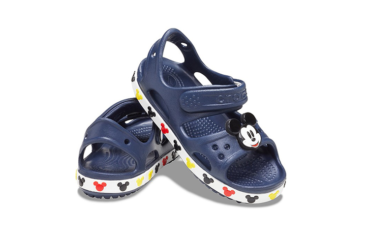 Shop (Preschool) Crocs Funny Mickey Velcro Outdoor Open Toe Flat Heel Sports Deep Blue Sandals 206171-410