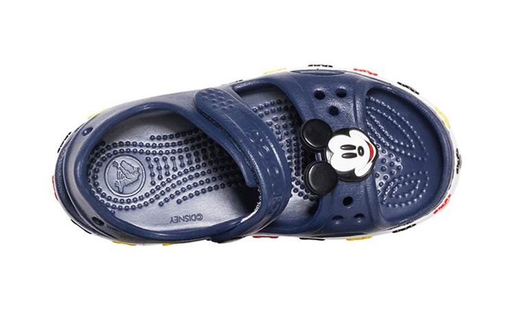 Purchase (Preschool) Crocs Funny Mickey Velcro Outdoor Open Toe Flat Heel Sports Deep Blue Sandals 206171-410