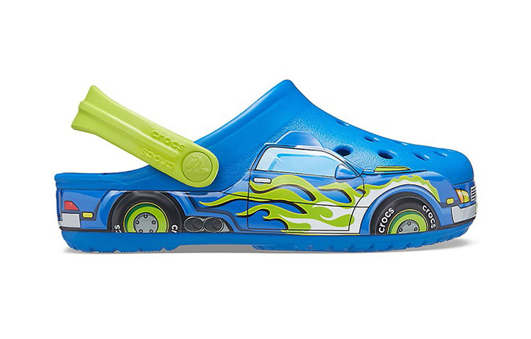 Order (Preschool) Crocs Funny Pattern Flat Heel Sports Blue Sandals 207074-4JL