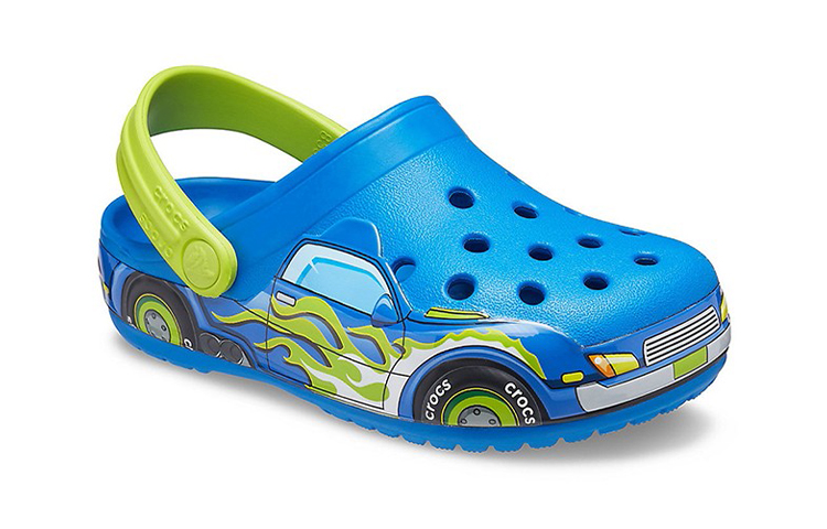 Lookbook (Preschool) Crocs Funny Pattern Flat Heel Sports Blue Sandals 207074-4JL