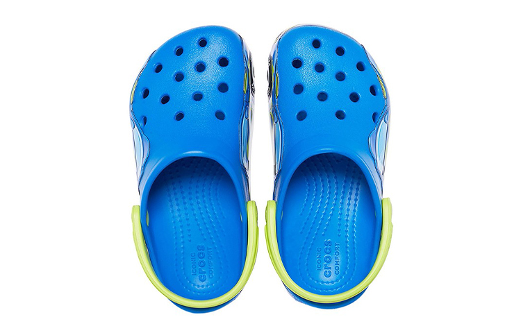 Purchase (Preschool) Crocs Funny Pattern Flat Heel Sports Blue Sandals 207074-4JL