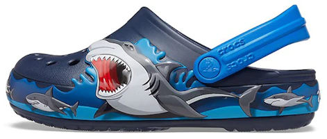 (Preschool) Crocs Funny Shark Pattern Outdoor Flat Heel Sports Deep Blue Sandals 207070-410 (Preschool) Crocs Funny Shark Pattern Outdoor Flat Heel Sports Deep Blue Sandals 207070-410