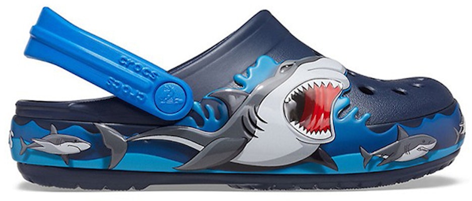(Preschool) Crocs Funny Shark Pattern Outdoor Flat Heel Sports Deep Blue Sandals 207070-410 Order (Preschool) Crocs Funny Shark Pattern Outdoor Flat Heel Sports Deep Blue Sandals 207070-410