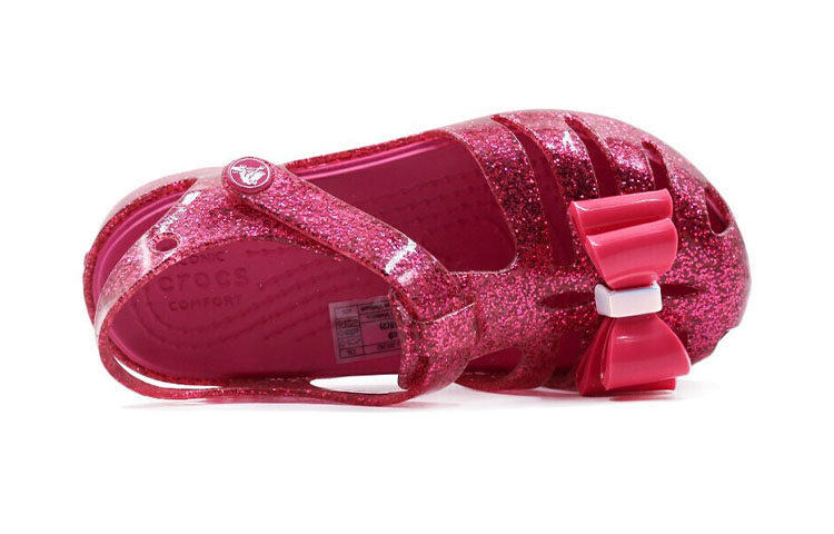 Lookbook (Preschool) Crocs Isabella Bow 'Candy Pink Sparkle' 205382-6X0