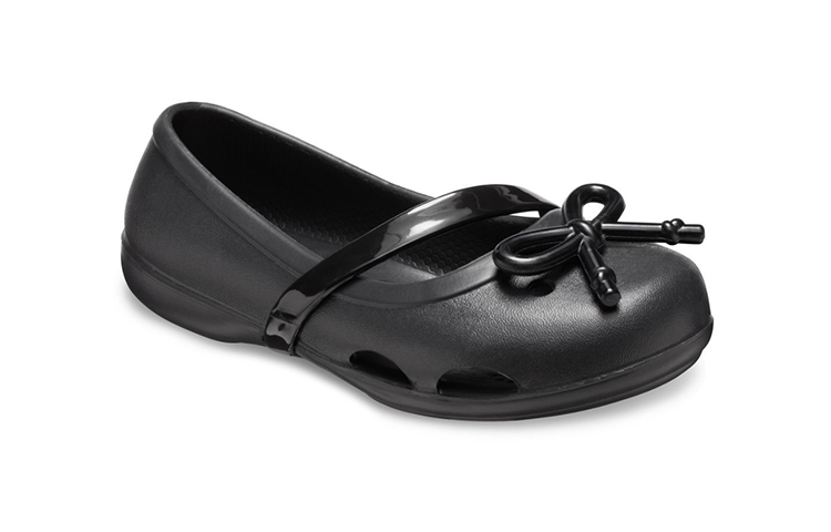 Lookbook (Preschool) Crocs Lina Bow Charm Flat 'Black' 206263-001