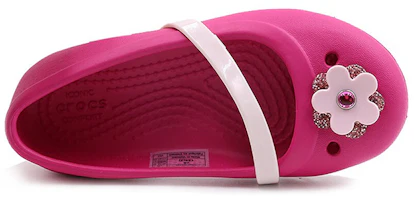 Lookbook (Preschool) Crocs Lina Charm Flat 'Raspberry Pink' 205529-6X0
