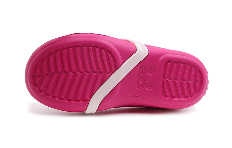 Shop 兒童 Crocs Lina Charm Flat 簡約休閒公主涼鞋 玫瑰紅
