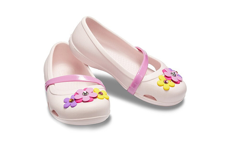 Shop (Preschool) Crocs Lina Charm Flat Flowers Pale Pink Sandals 205529-6PI