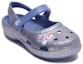 Lookbook (PS) Sandal Crocs Sukan Biru Berkilau Tumit Rata Luar. 206370-434