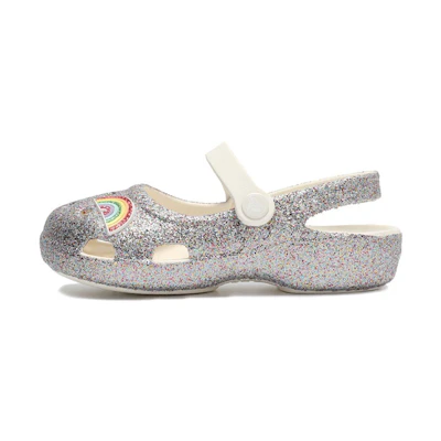 (PS) Crocs Outdoor Flat Heel Shiny Sports Silver Sandals