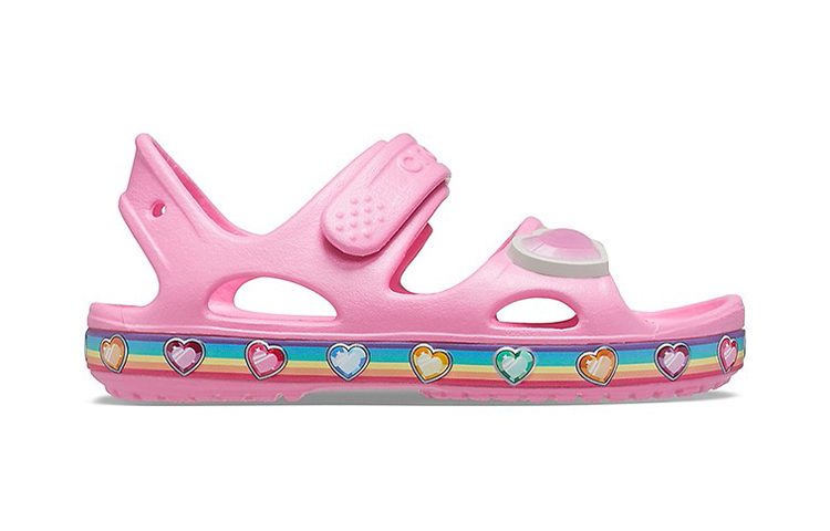 Order (Preschool) Crocs Rainbow Pattern Soft Sole Non-Slip Rose Pink Sandals 206795-669