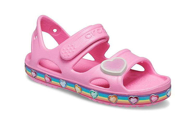 Lookbook (Preschool) Crocs Rainbow Pattern Soft Sole Non-Slip Rose Pink Sandals 206795-669