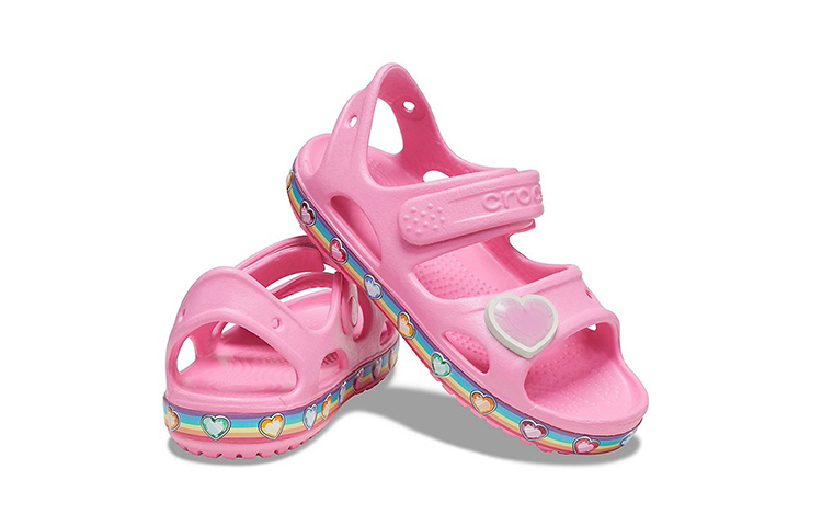 Shop (Preschool) Crocs Rainbow Pattern Soft Sole Non-Slip Rose Pink Sandals 206795-669