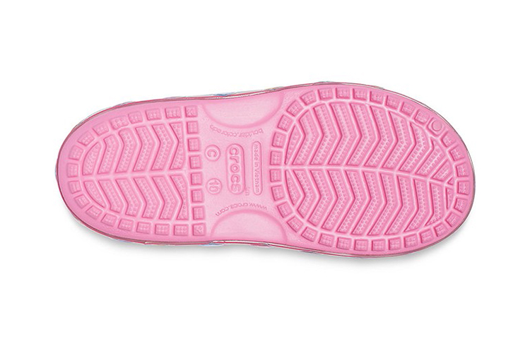 Sizing (Preschool) Crocs Rainbow Pattern Soft Sole Non-Slip Rose Pink Sandals 206795-669