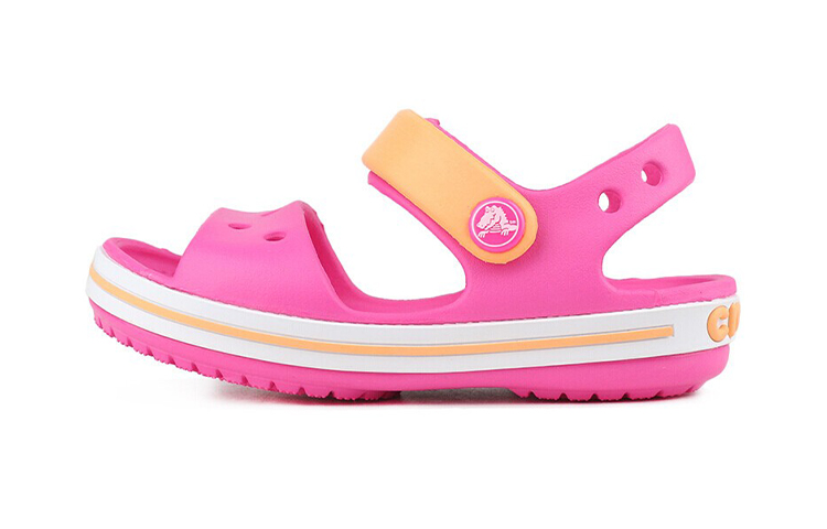 (Preschool) Crocs Small Crocs Outdoor Flat Heel Beach Sports Pink Yellow Sandals 'Pink Yellow' 12856-6QZ