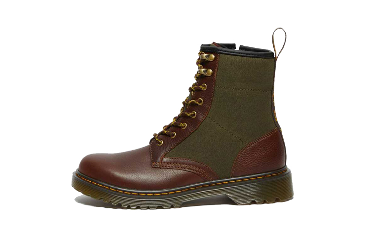 Buy 中童 Dr.Martens/馬汀博士 1460 帆布皮革 舒適繫帶拉鍊馬丁靴 咖啡色