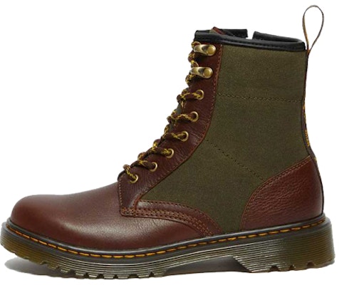 中童 Dr.Martens/馬汀博士 1460 帆布皮革 舒適繫帶拉鍊馬丁靴 咖啡色 Buy 中童 Dr.Martens/馬汀博士 1460 帆布皮革 舒適繫帶拉鍊馬丁靴 咖啡色