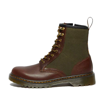 (PS) Dr. Martens 1460 Canvas Leather 'CMFT Lace-up Zip Boot in Brown'