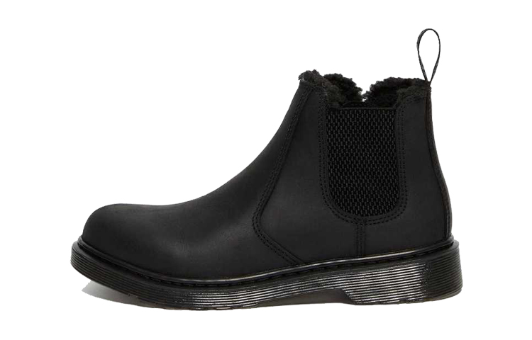 (Preschool) Dr. Martens 2976 'Faux Fur Lined Black Chelsea' Boot 26154001