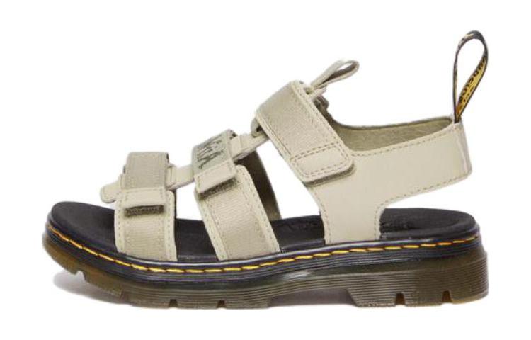(Preschool) Dr. Martens Beige 'Synthetic Leather Open Toe Buckle Sandal' 30807358