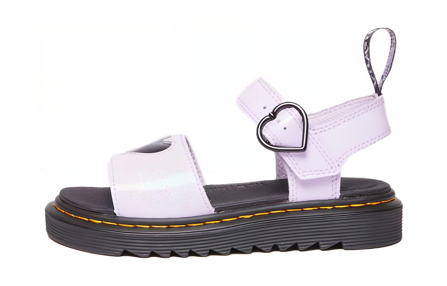 (Preschool) Dr. Martens Kid's Leather Open-Toe Buckle Sandal 'Purple' 30751308