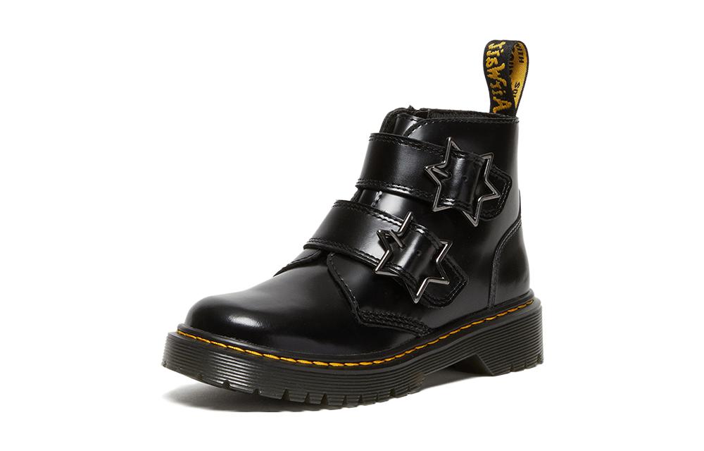 (Preschool) Dr. Martens Leather Low Top 'Black Star' 27627001